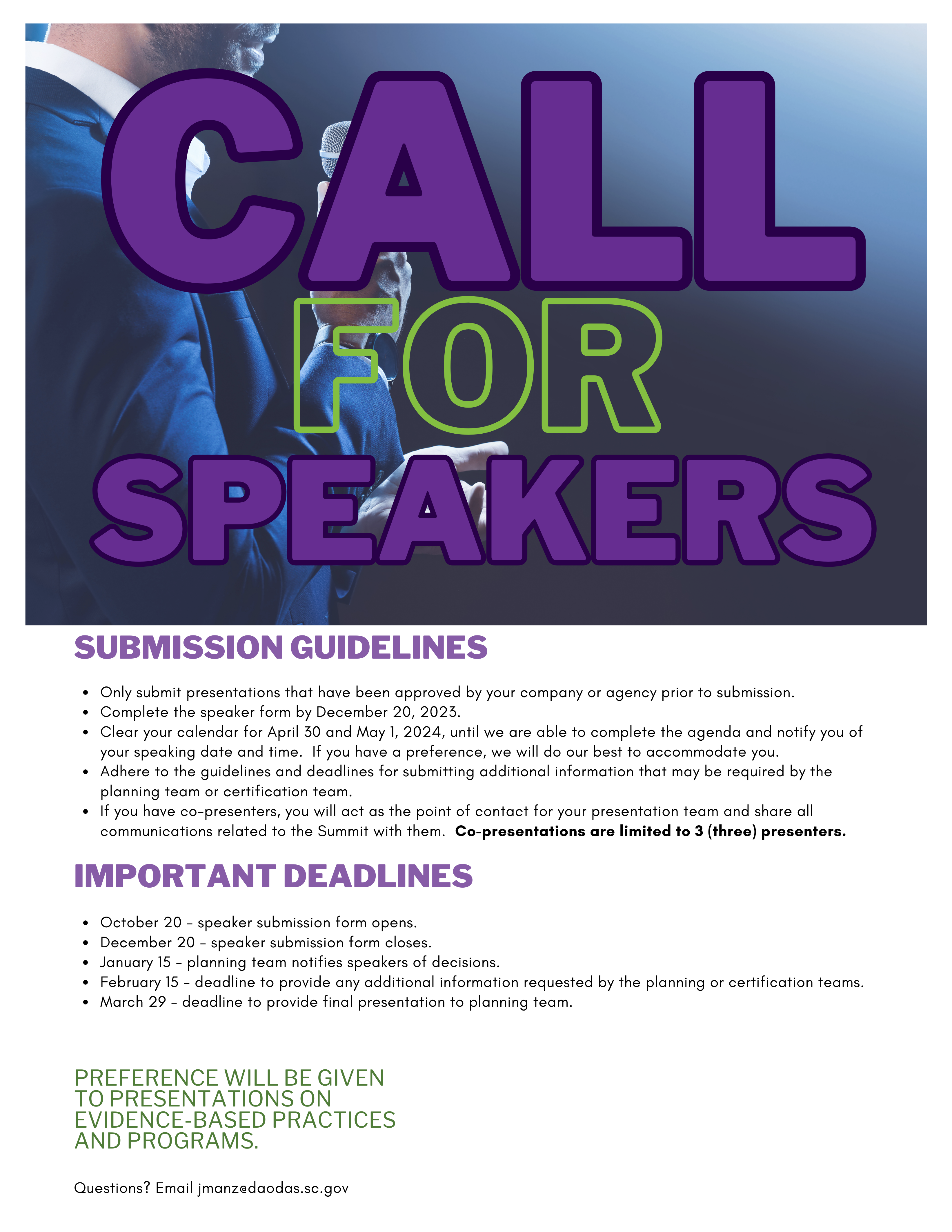 Call for Speakers website